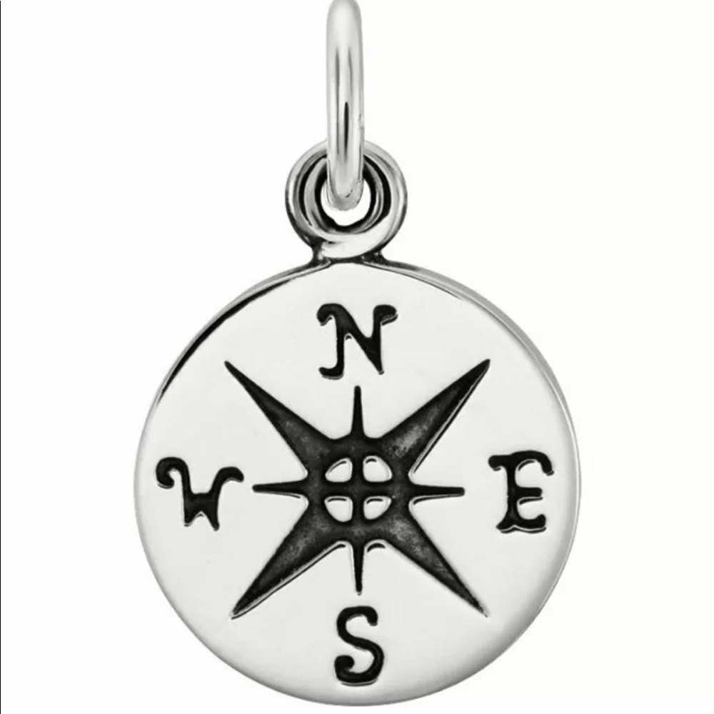 Compass Disc Charm Sterling Silver